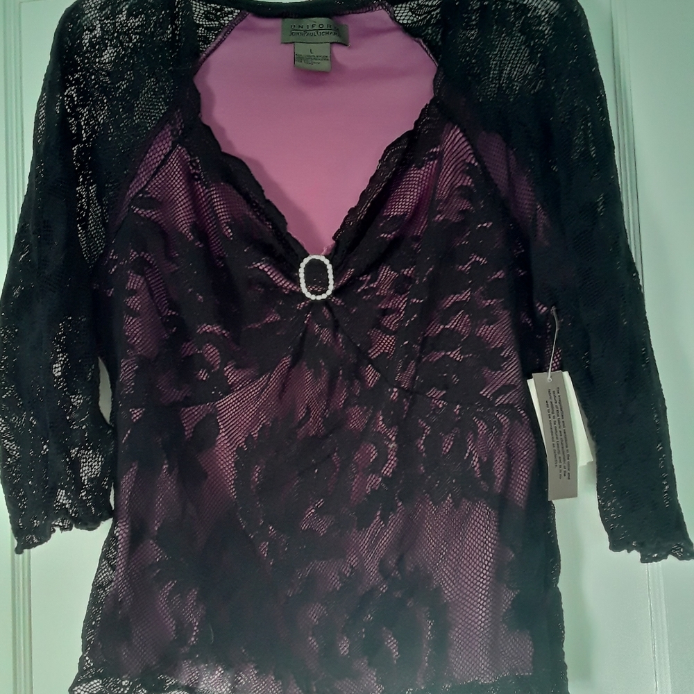 Uniform John Paul Richard Sexy Black lace Top L